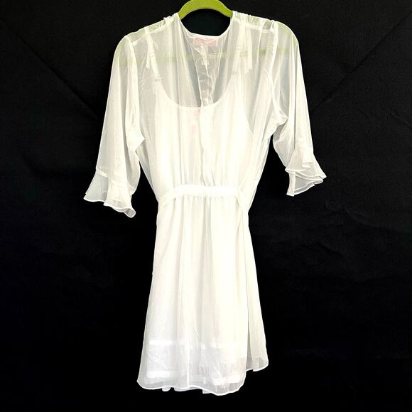 Oscar de la Renta Pink Label women’s sexy sheer chemise and robe set - Picture 8 of 12